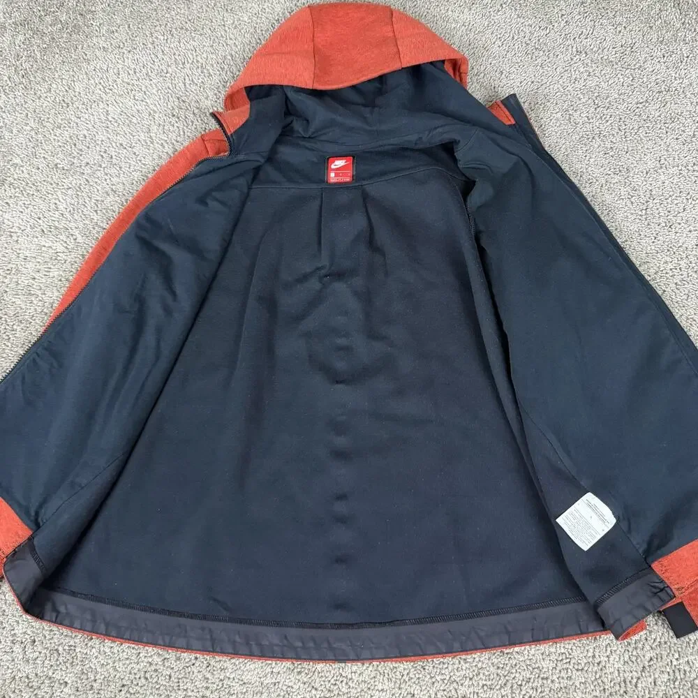 Nike Tech Fleece Hoodie Womens L Orange Full Zip Lined Jacket Sweatshirt Swoosh - Picture 5 of 12